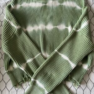 She + Sky Olive and Cream Off-the-Shoulder Sweater